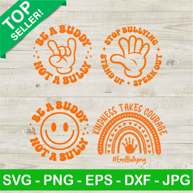 Retro Be A Buddy Not A Bully Svg Stop Bullying Svg Unity Day Svg