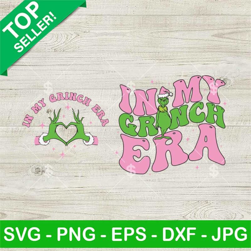 In My Grinch Era Christmas Svg Bundle Grinch Hand Heart Love Svg Pink