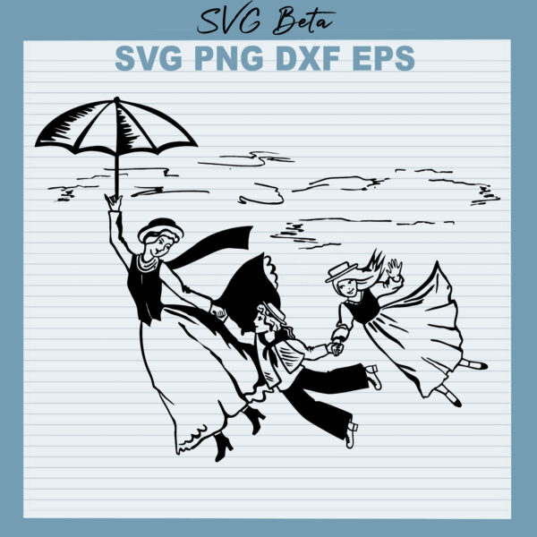 Marry poppins svg vector cut files for silhouette studio handmade products