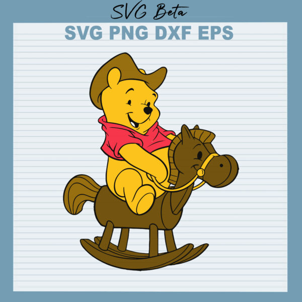 Pooh ride horse svg