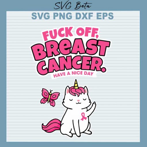 Fuck off breast cancer unicorn svg cut files for cricut silhouette studio handmade products craft