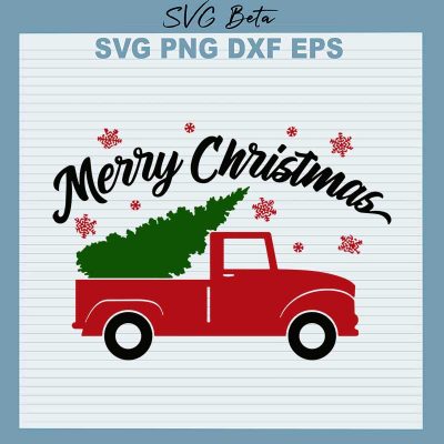 Merry christmas truck svg cut files for silhouette studio handmade