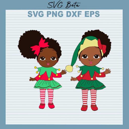 Black Girl Elf Christmas Svg