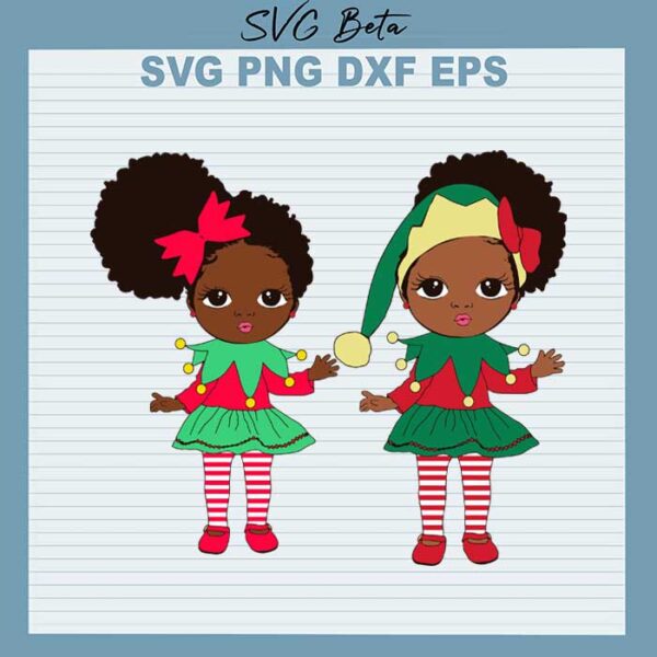 Black Girl elf christmas svg