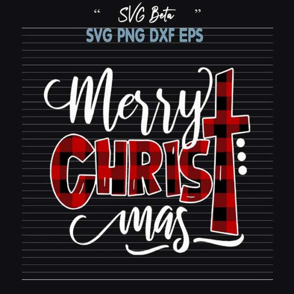 Merry Christmas with cross svg