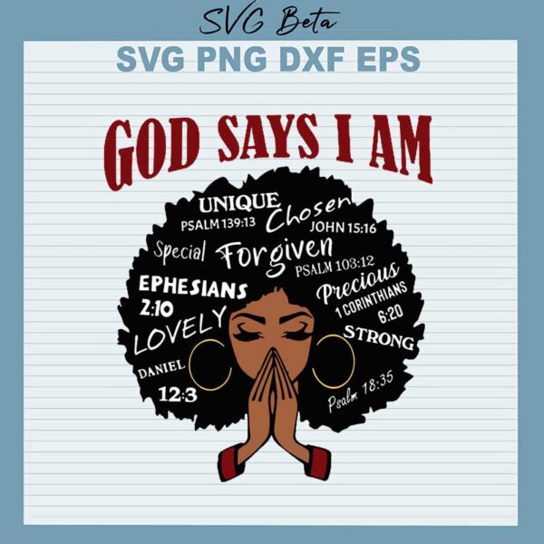 Black afro god say i am svg