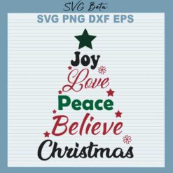 Peace love joy christmas tree svg cut files for cricut silhouette studio handmade products craft