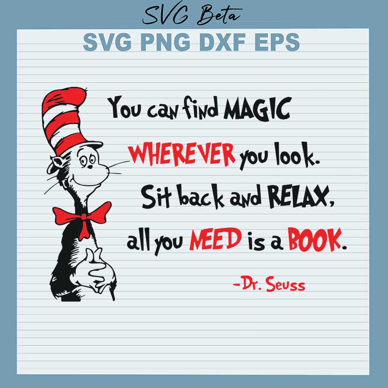 Dr Seuss all you need is a book SVG cut file for t shirt craft and handmade