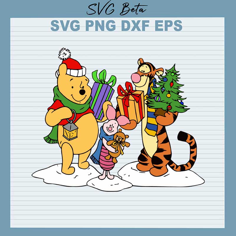 Download Winnie the pooh friends christmas SVG cut file for cricut ...
