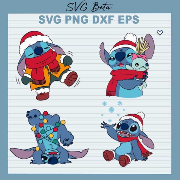 Stitch christmas santa bundle svg
