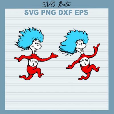 Dr Seuss thing 1 thing 2 svg cut files cricut silhouette studio products