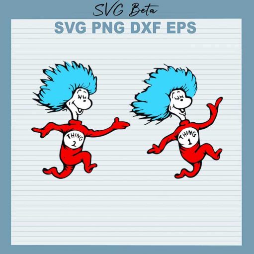Dr Seuss thing 1 thing 2 svg cut files for cricut silhouette studio handmade products craft