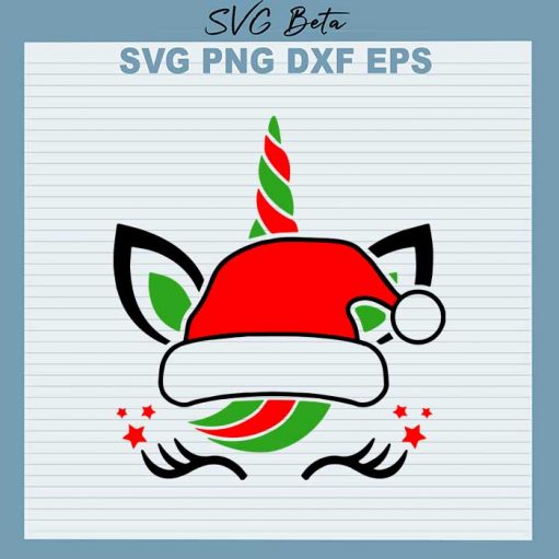 Unicorn christmas santa svg