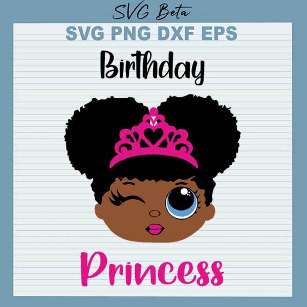 Birthday princess black girl svg