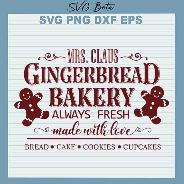 Mrs Claus Gingerbread Bakery SVG