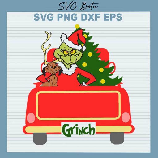 Grinch With Red Truck Svg