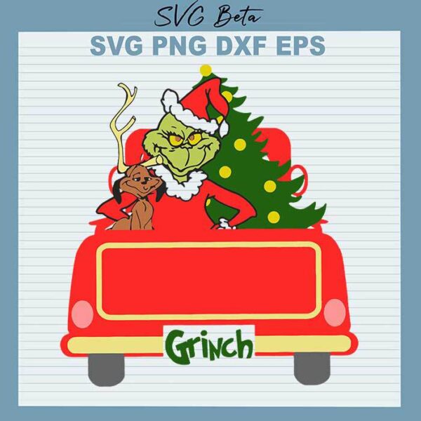 Grinch with red truck svg