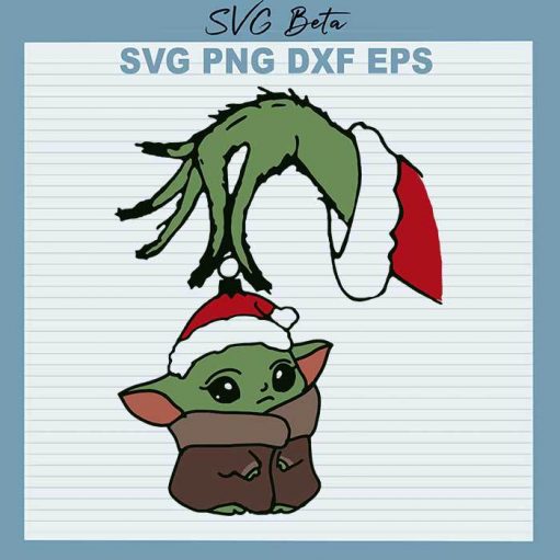 Grinch hand with baby yoda svg