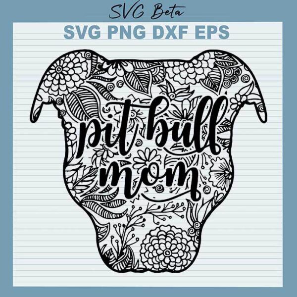 Pitbull mom mandala svg