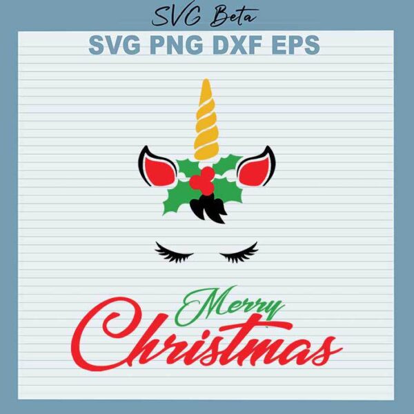 Unicorn merry christmas SVG cut files for handmade cricut silhouette studio craft
