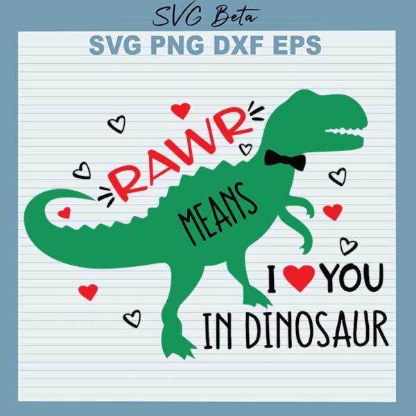 I love you in dinosaur svg