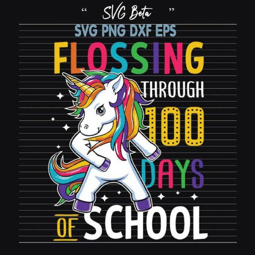 Flossing through 100 days school svg