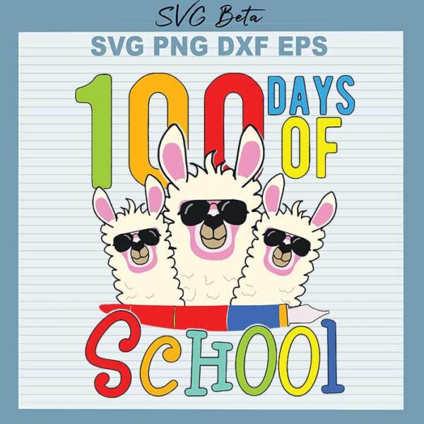 Llama 100 days of school svg
