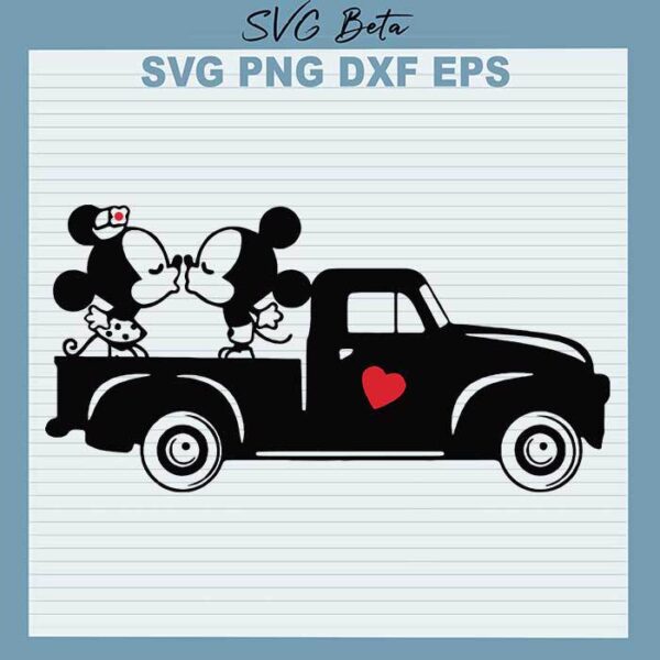 Mickey Minnie valentine truck svg