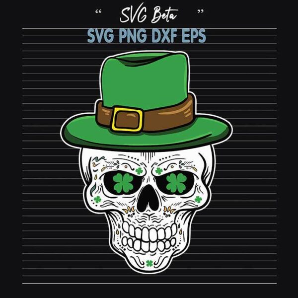 St Patrick sugar skull svg