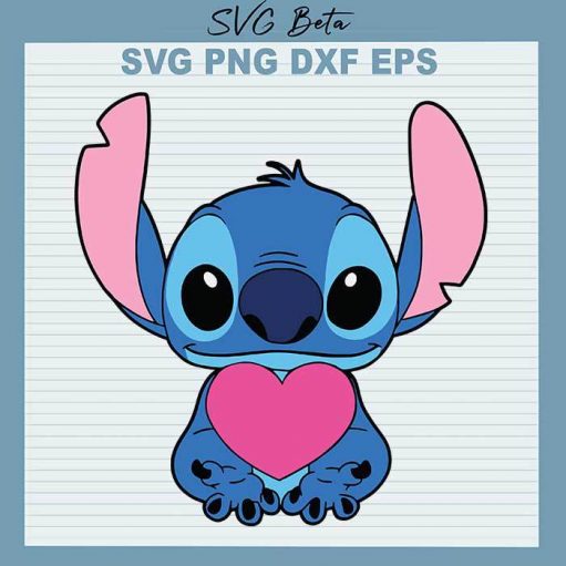 Stitch Holding Heart svg