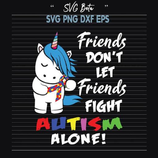 Unicorn hug autism friend svg