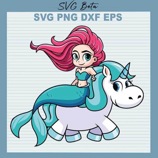 Mermaid riding a unicorn svg