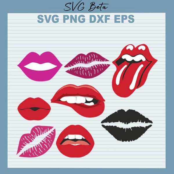 Red lips bundle svg