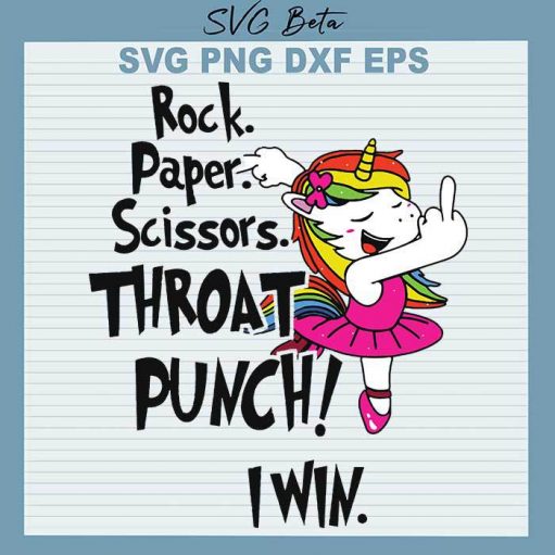 Rock paper scissors throat punch unicorn svg