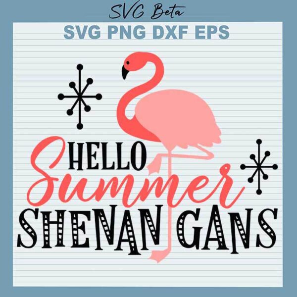 Hello summer flamingo svg