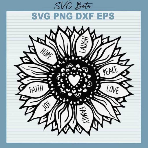 Family love peace sunflower svg