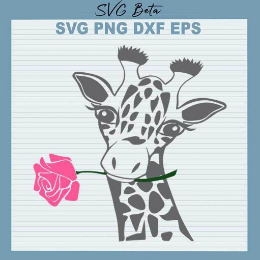 Giraffe face with rose svg