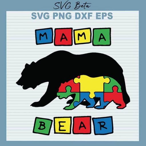 Mama bear autism svg