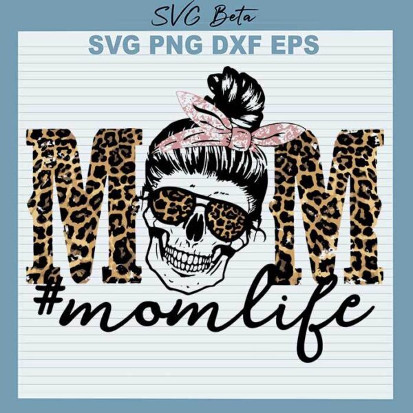 Leopard skull mom life svg