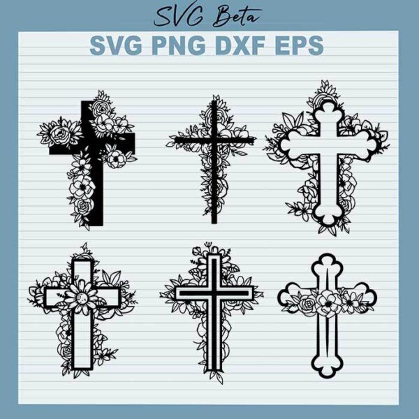 Floral Jesus Cross Bundle svg