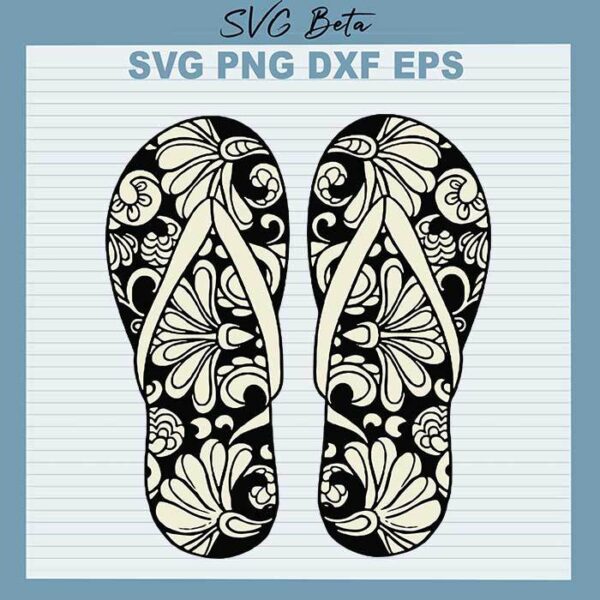 Beach zentangle flip flops svg