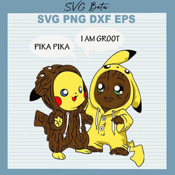 Baby Groot and Pika Friends svg
