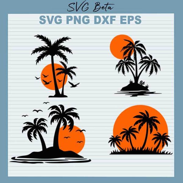 Beach sunset bundle svg