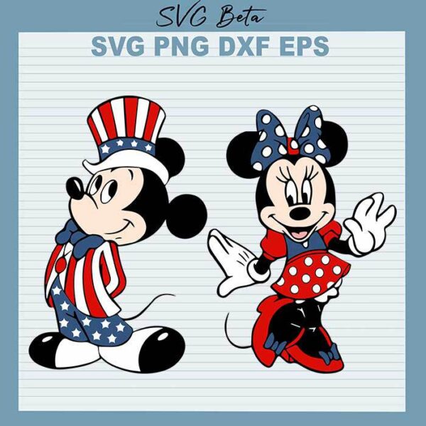 4th Of July Mickey Minnie Mouse svg