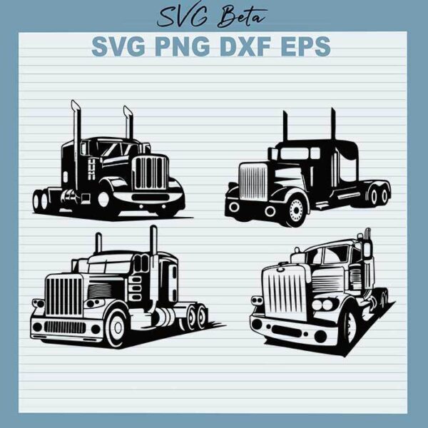 4 Semi Truck Bundle svg