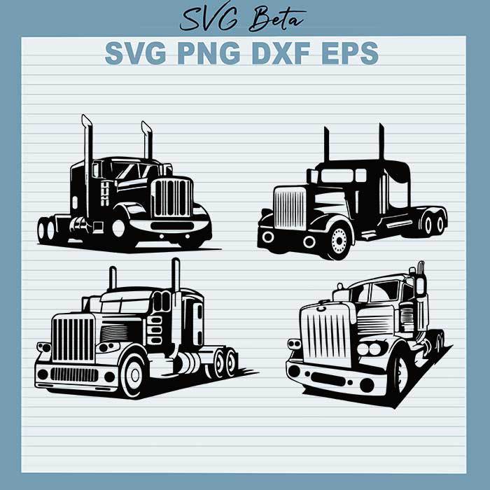 4 Semi Truck Bundle svg, Semi Truck SVG, Truck SVG, Bundle SVG, Bundle ...