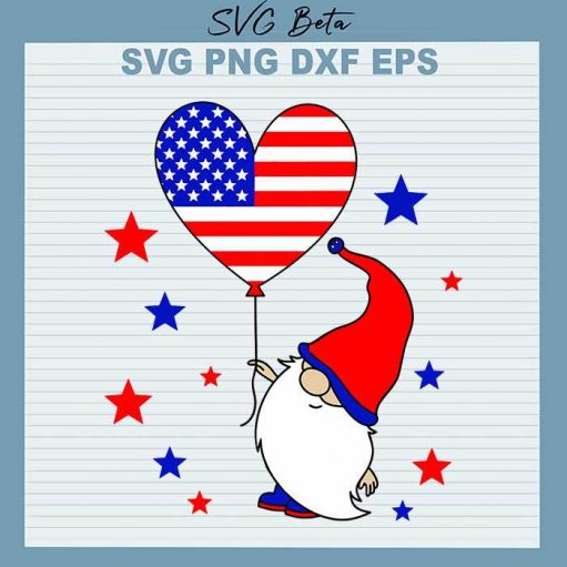 Gnome 4th of July SVG, Gnome SVG, 4th Of July SVG, Patriotic Gnome SVG, Patriotic Gnome With Baloon SVG