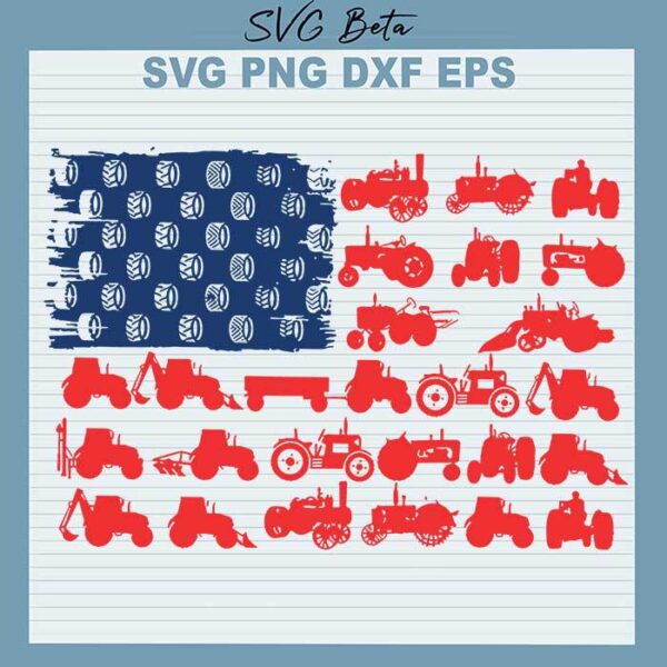 American flag farm tractor svg