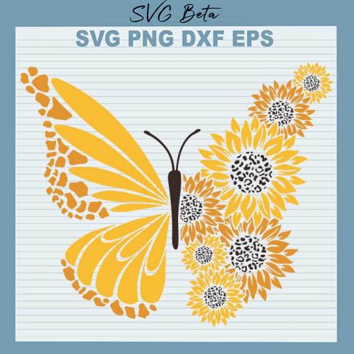 Floral Butterfly Sunflower Svg