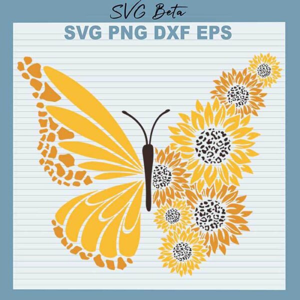 Floral Butterfly Sunflower svg